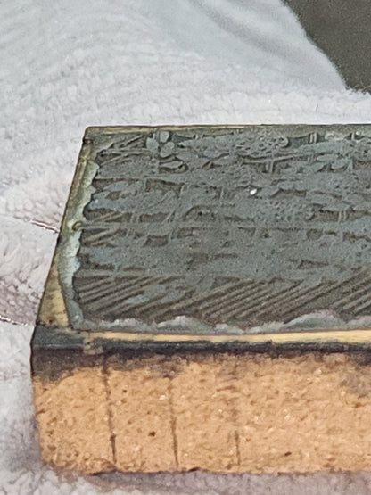 Vintage Wood Metal Newspaper Print Block Printer's Press Grapevine Grapes Flower pbgv