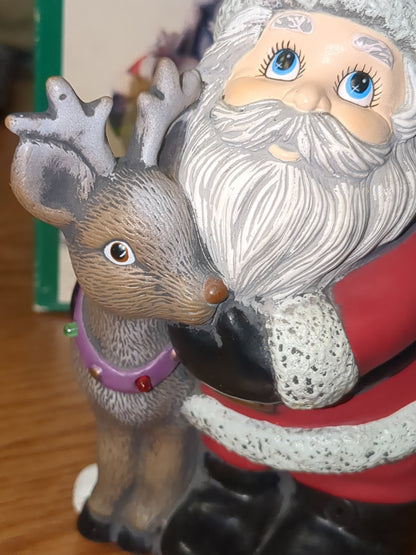 Motion Activated Season's Greeters Santa and Reindeer Figurine. s516
