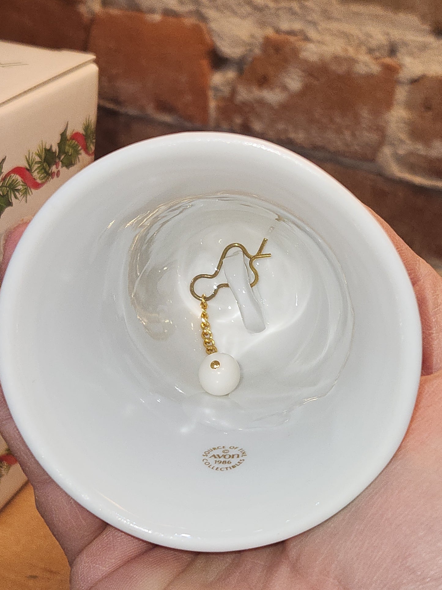 Vintage Avon Christmas Bell 1986 Porcelain Collectible Children Ice Skating