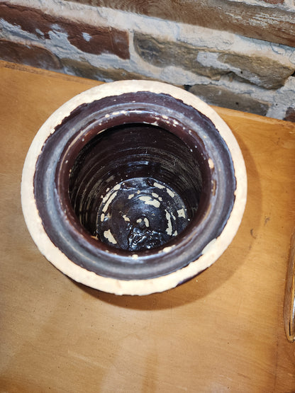 Antique Brown Glazed Stoneware Crock Jar cr5