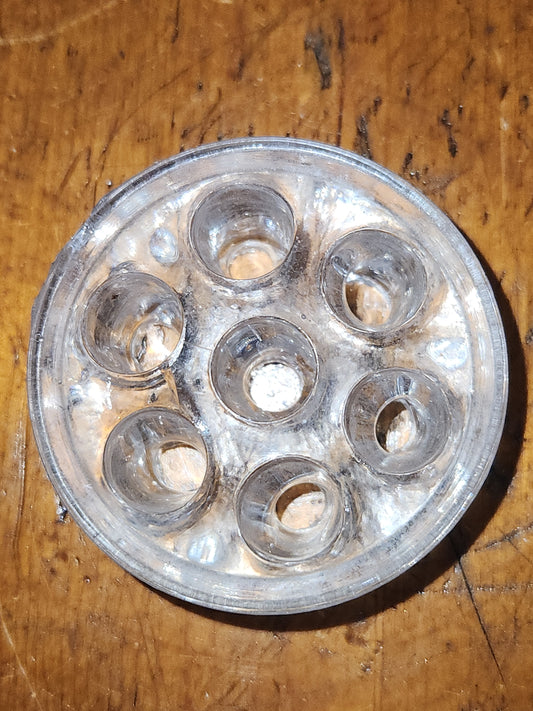 Vintage Clear Glass 7 Hole Flower Frog vase opening for Stem Arrangement ff98