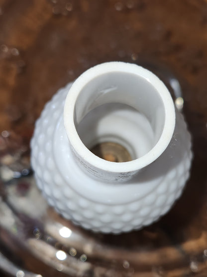 Fenton White Milk Glass Hobnail Minature Kerosene Lamp lamp1