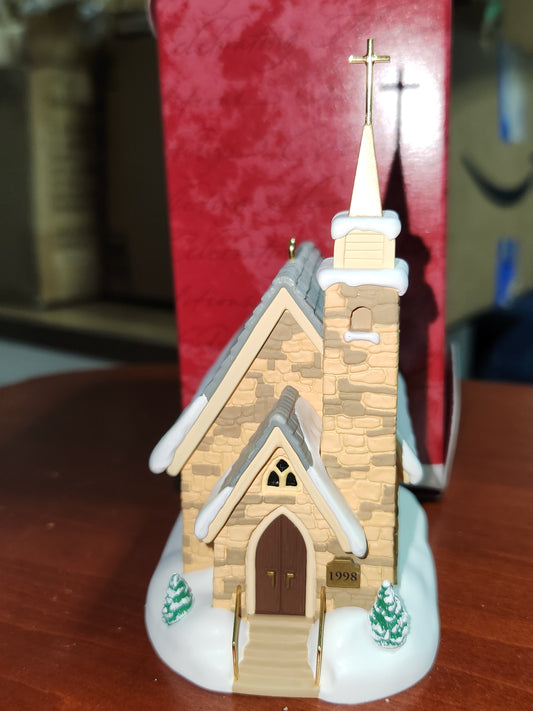 Vintage Hallmark Keepsake Ornament The Stone Church Magic 1st in Candlelight Services Series 1998 ho154