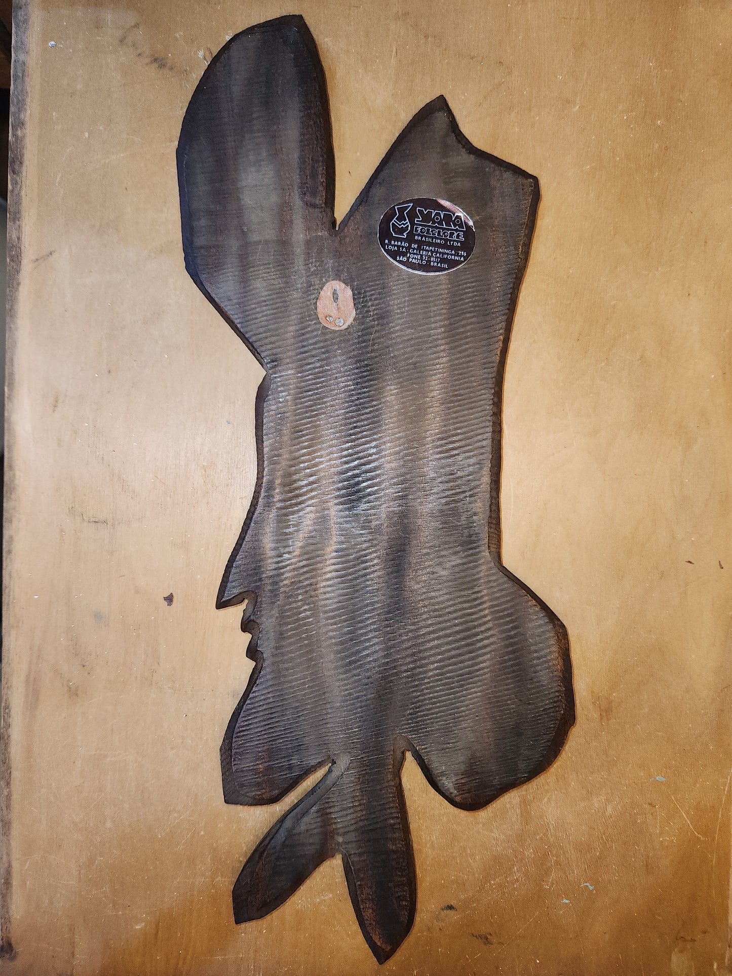 Vintage Brazilian Folkart Decorative Wooden Wall Sculpture Carving Yara Folclore Made in Brazil wh1
