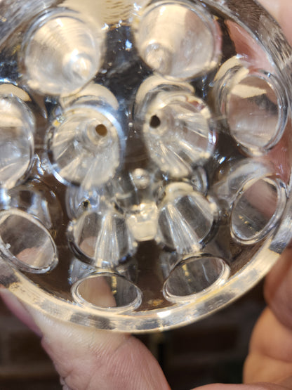 Vintage Flower Frog Clear Glass has 11 Holes AS Is ff12