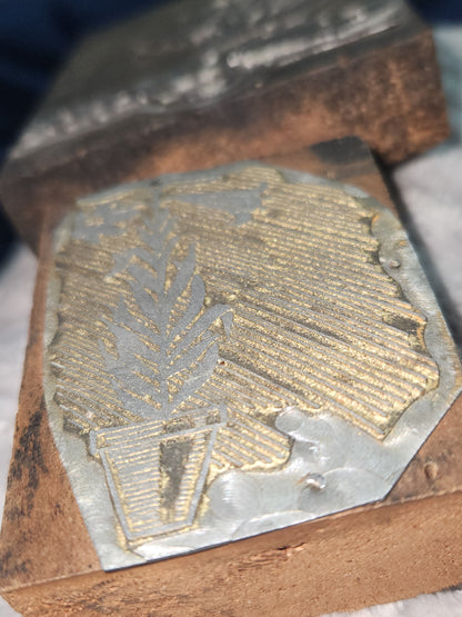 Vintage Wood Metal Newspaper Print Block Printer's Press Easter Lily 2 Blocks pb2e