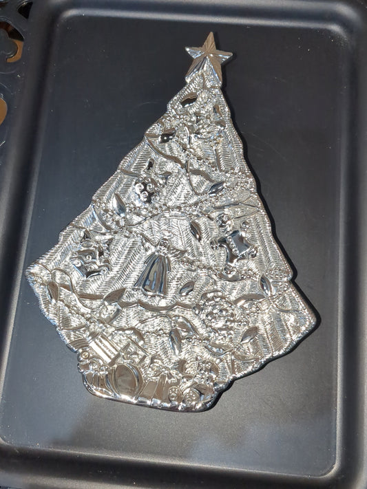 Vintage Gorham Silver Tone Metal Christmas Tree Treat dish
