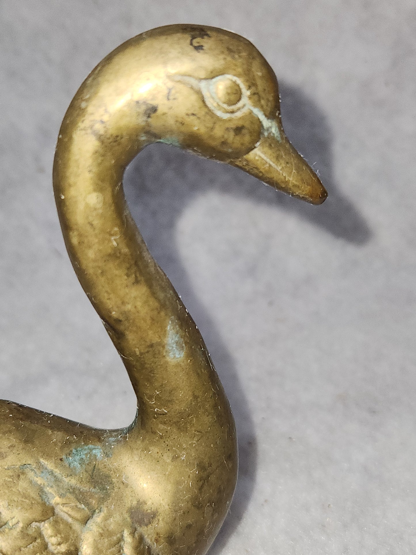 Vintage Solid Brass swimming swan patina br130