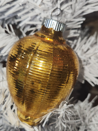 Vintage Shiny Brite Glass Chinese Lantern Ornament Gold Christmas Ornament vo30