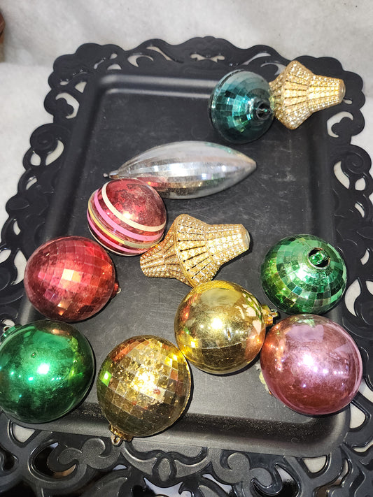 Vintage Plastic Christmas Ornaments Set of 11