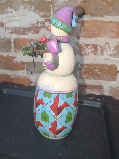 2013 Jim Shore Enesco A Winter's Home Snowman Branch Cardinals No.4035393