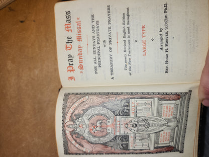 Vintage "I Pray The Mass" Sunday Missal by Father Hoever  1947 vb01