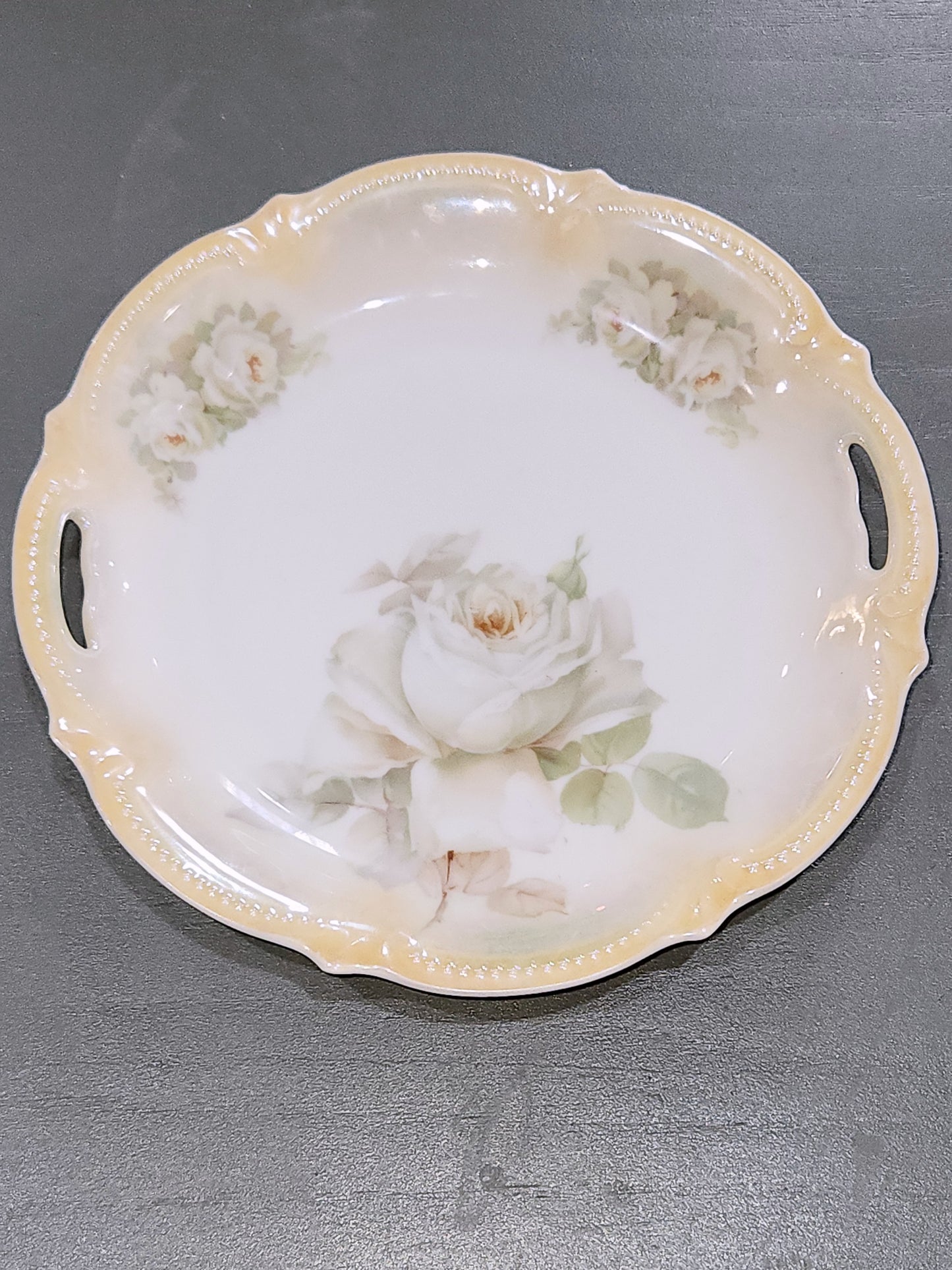 Antique Koenigszelt Silesia handled serving platter or plate. Germany pl77