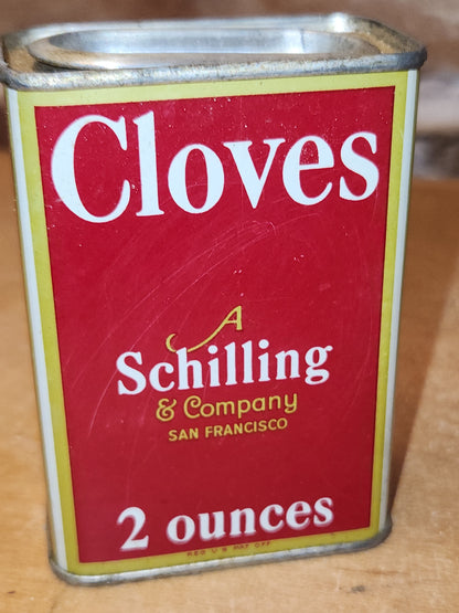 Vintage Schilling Spice Tin Cloves 2 Ounces ti663