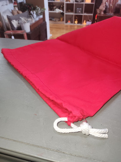 Vintage Christmas Avon Santa's Sack Gift Toy Bag Red Drawstring 19" x 14"  av12