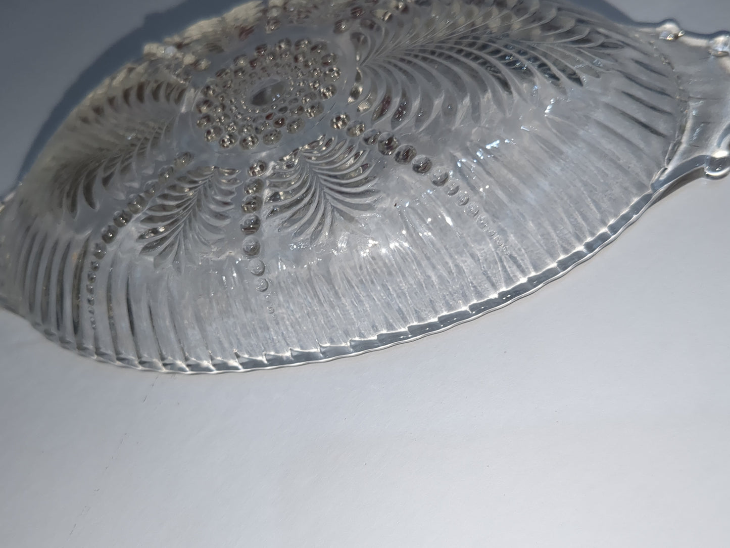 Vintage Anchor Hocking Feather and Pearl Relish Dish Depression Glass