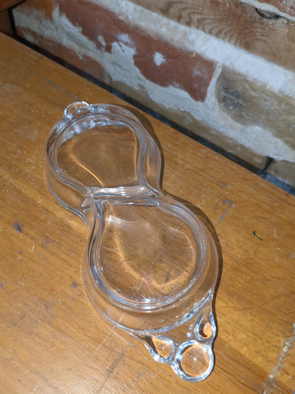 VINTAGE Glass Oval Divided Pickle Relish Dish Tidbit Tray ~ Unusual Design!