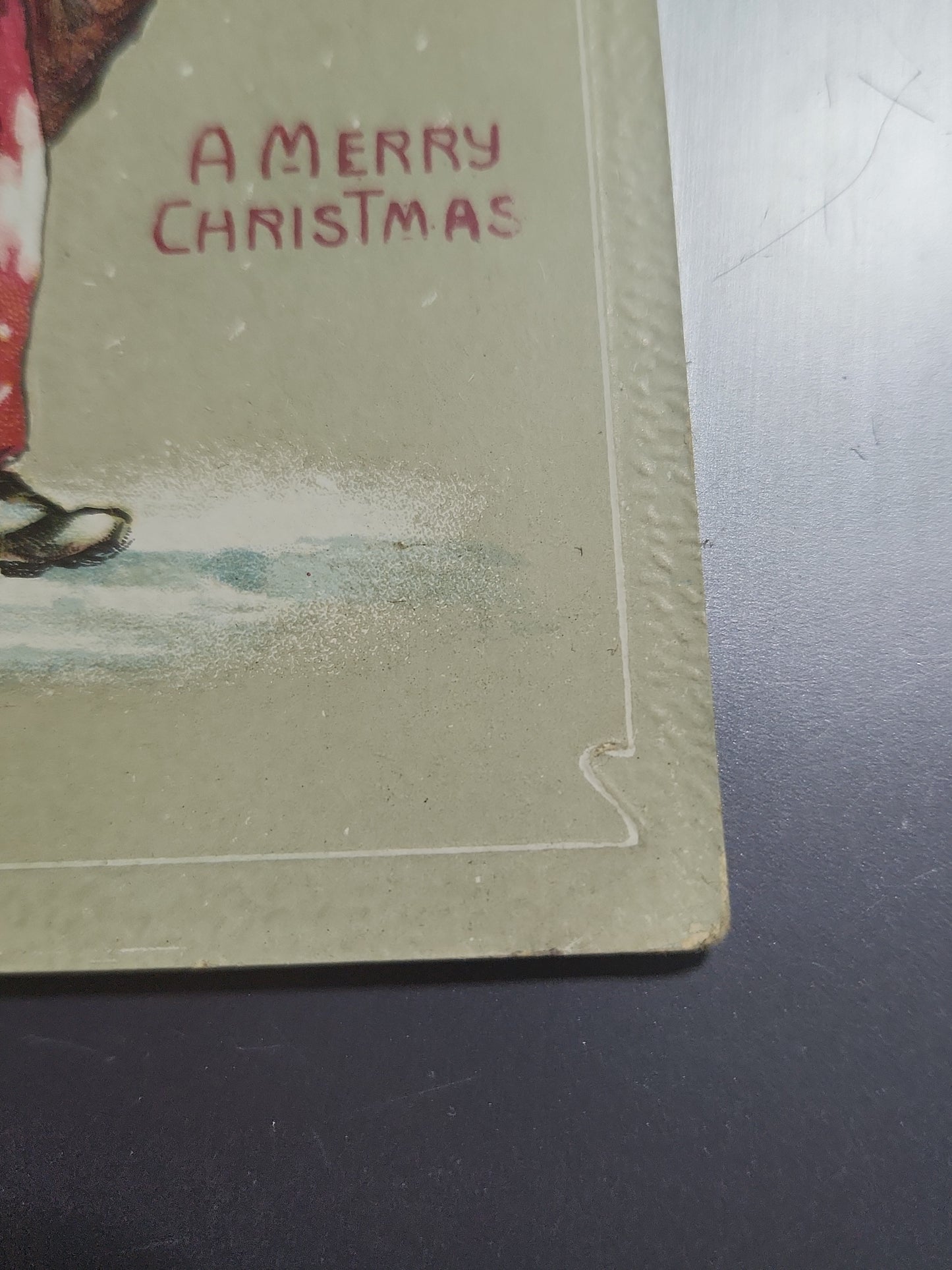 Antique Vintage Postcard A Merry Christmas St. Nicholas Santa Embossed printed in Saxony c1910