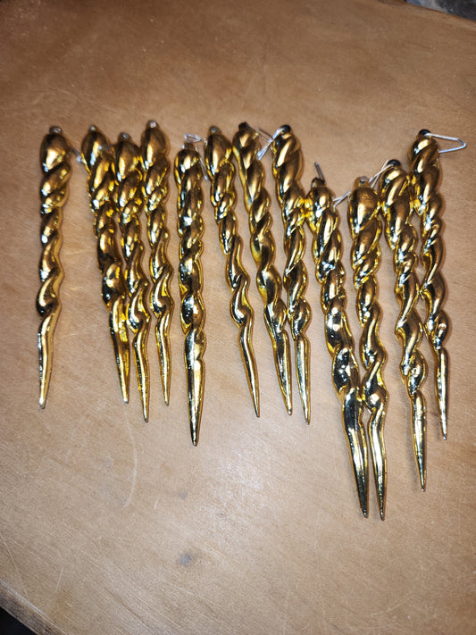 Vintage Plastic Icicle with Clips Set of 12 Icycle