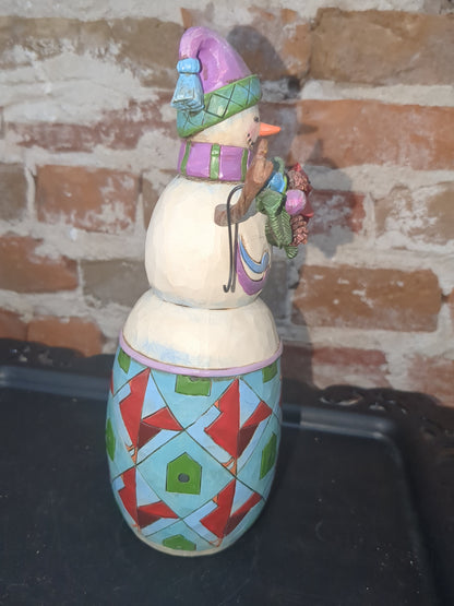 2013 Jim Shore Enesco A Winter's Home Snowman Branch Cardinals No.4035393
