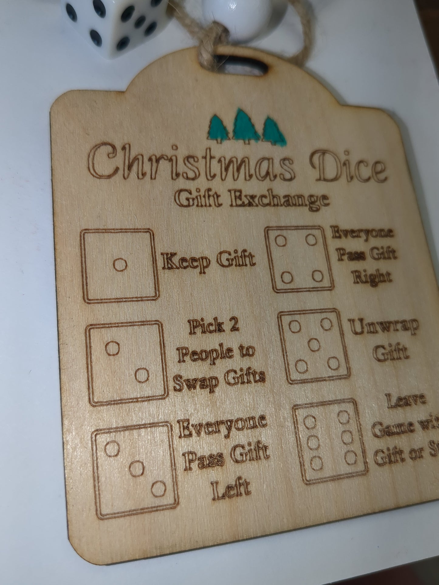 Wooden ornament Christmas dice game