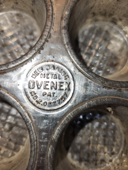 Vintage Ovenex Waffle Pattern Mini Cupcake Muffin Tin 8 muffins kit09