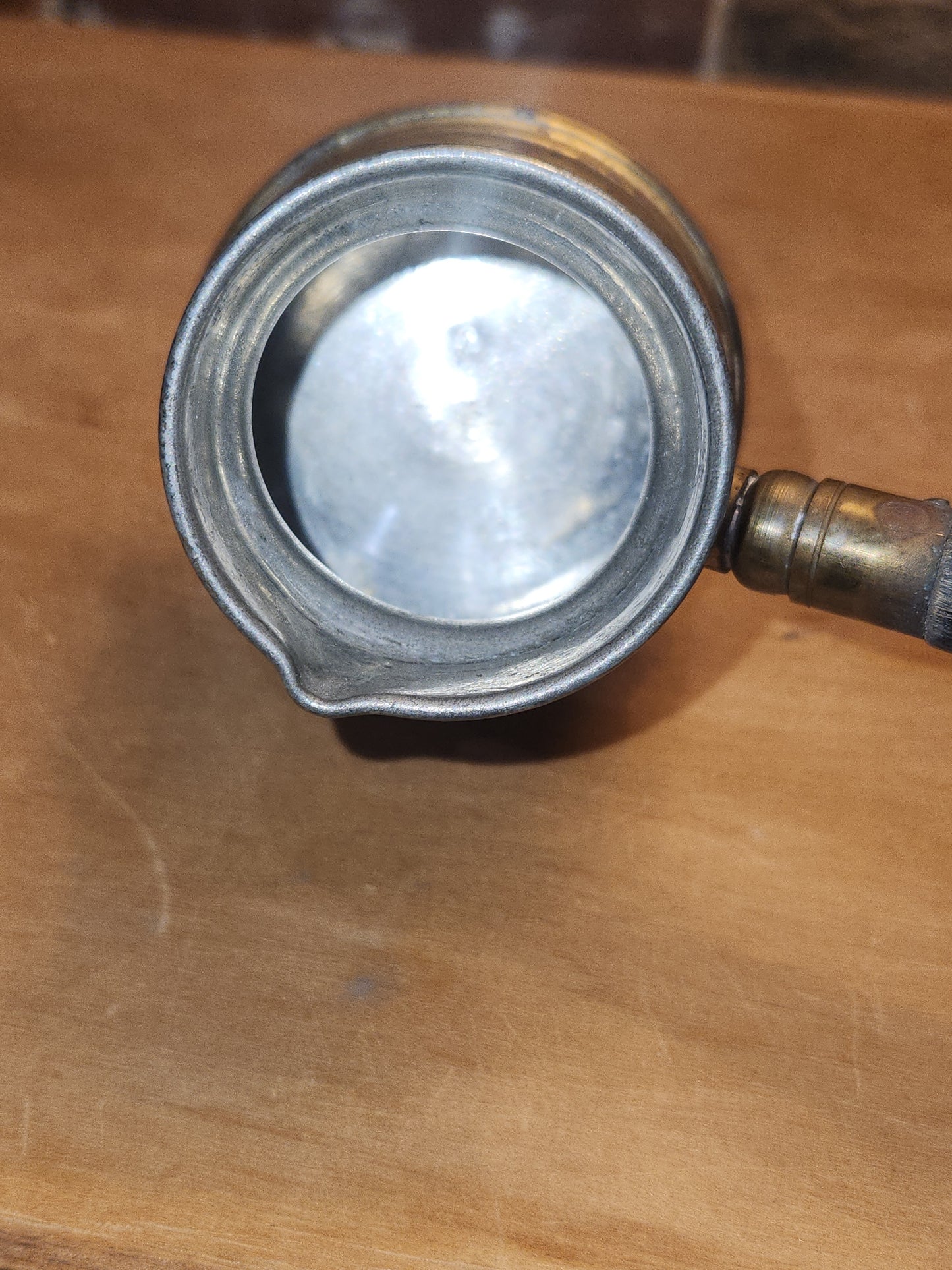 Vintage Antique Turkish Brass Tin Lined Cezve Coffee Pot Black Wooden Handle. Br11