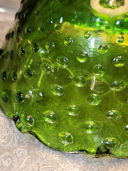 Vintage Heritage Handmade by Smith Green and Hobnail Glass Bowl with 3 legs gl99