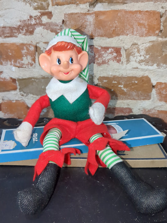 Vintage Sterling Pixie Elf shelf sitter glowing cheeks with tag p0201
