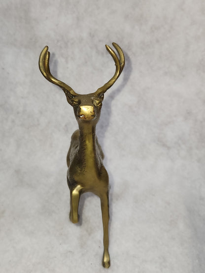 Vintage Solid Brass Doe and 8 Point Prancing Buck Korea br150