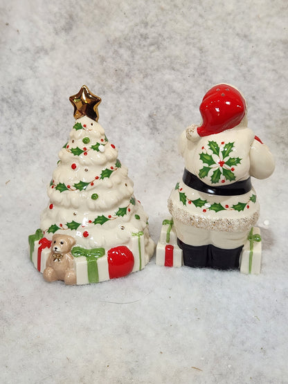 Holiday Lenox tree & Santa Salt & Pepper Set Sps9
