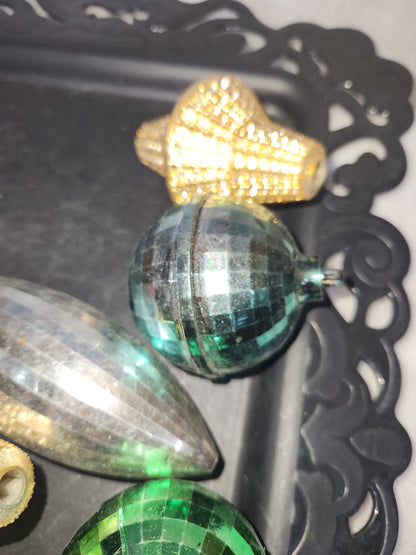 Vintage Plastic Christmas Ornaments Set of 11