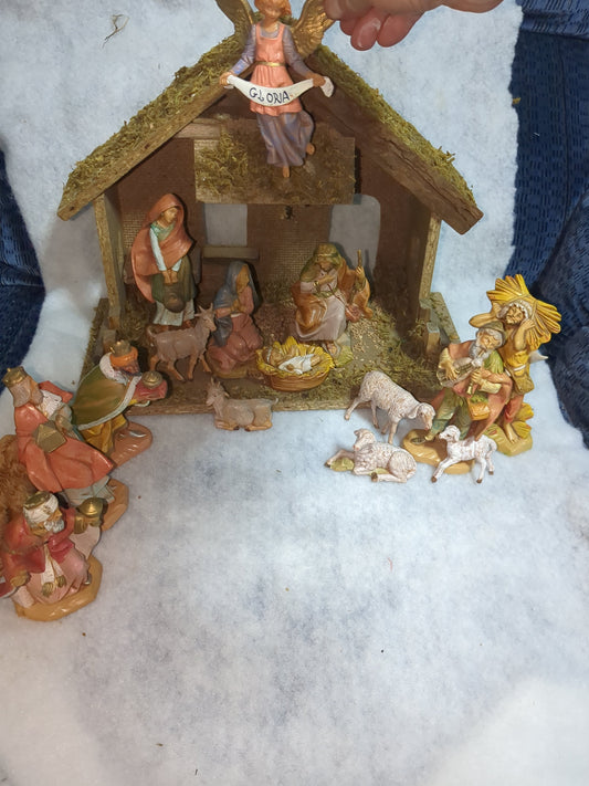 Vintage Fontanini 5" centennial collection nativity made in Italy Jesus Mary Joseph, wise men, camel, goat, sheep, Angel, John, Josiah, Naamah, stable fn79