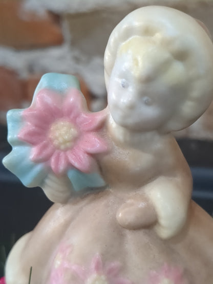 Vintage Christmas girl assemblage glowing cheeks chr988