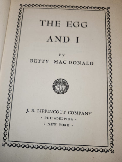 The Egg and I by Betty MacDonald 1945 Vintage Green Book Cover bk13