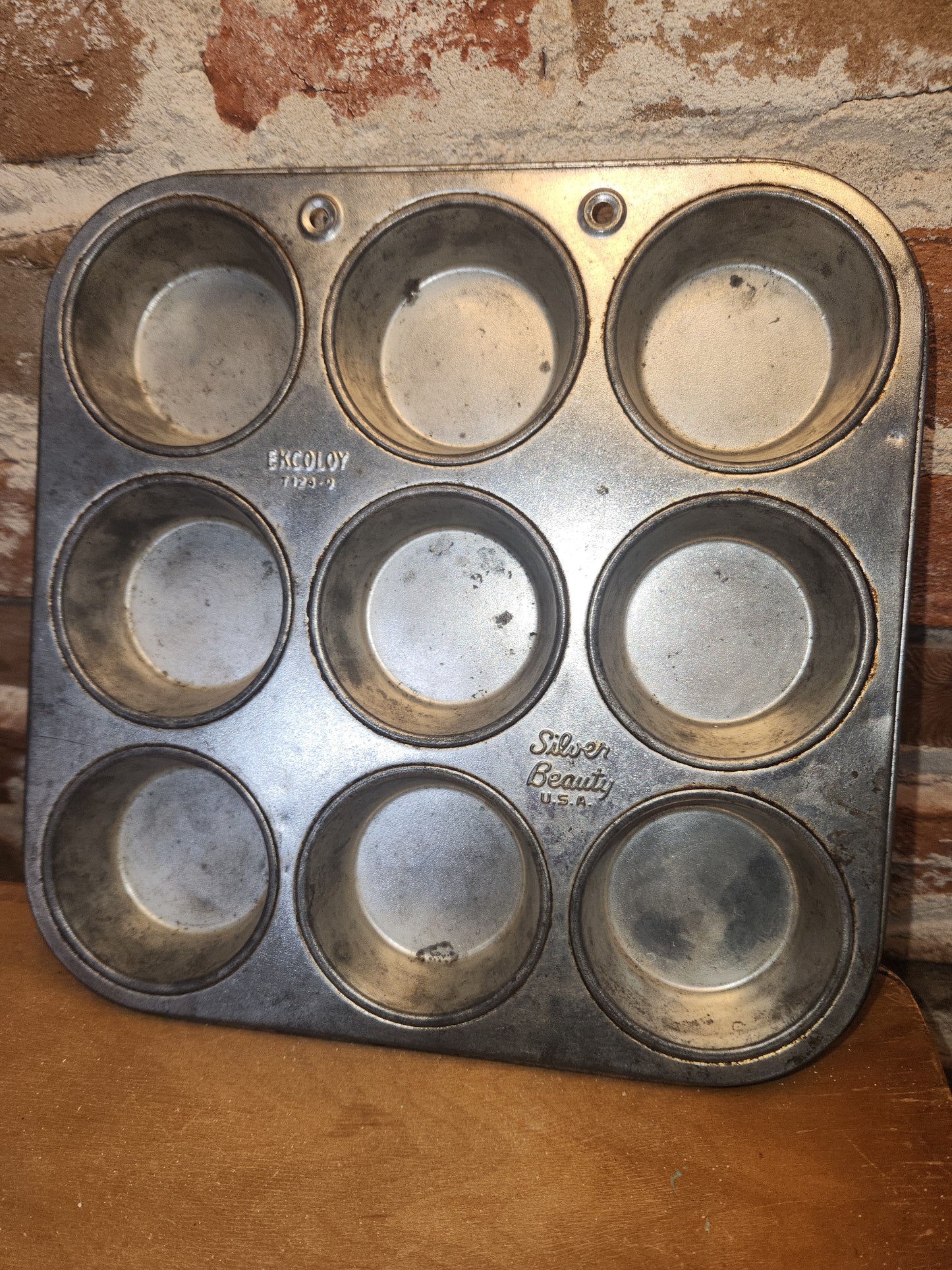 Vintage Silver Beauty Ekcoloy T124-9 9 Cup Muffin Tin kit91