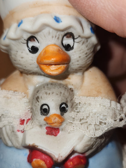 Vintage Jasco L'll Chimers Critter Ornament Bells With Lace Trim Bear Baking, Grandma Bear, Goose porcelain