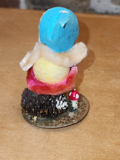 Vintage Spun Cotton Dwarf or Elf with Stockings Chinelle Pinecone and Mushroom Japan elf2