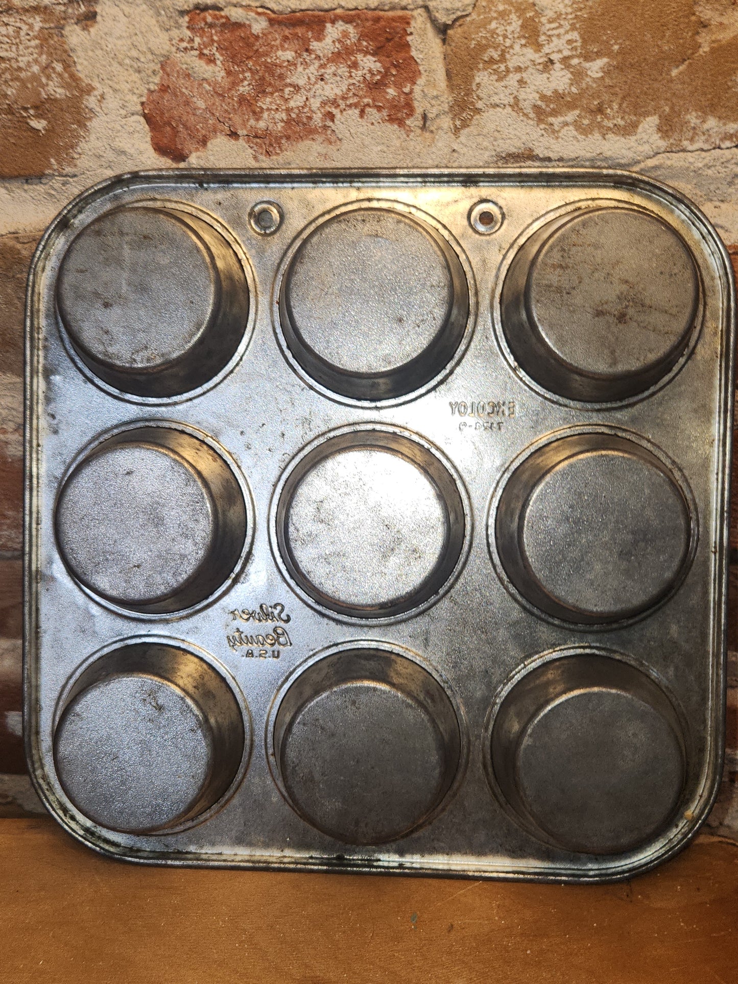 Vintage Silver Beauty Ekcoloy T124-9 9 Cup Muffin Tin kit91