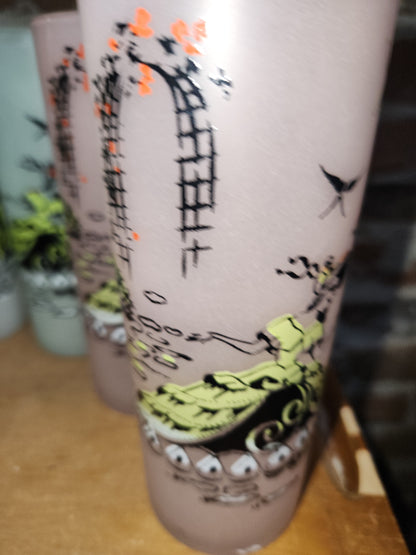 Vintage Libbey Southern Belle Pastel Frosted highball glasses. Set of 6.