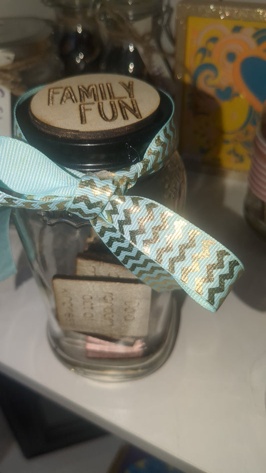 Family fun jar sea foam ribbon