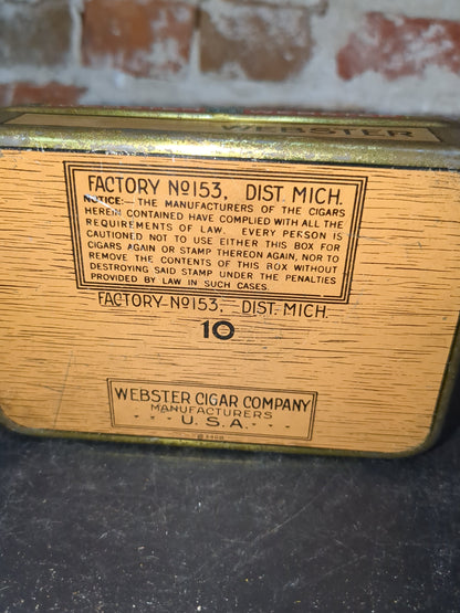 VINTAGE ADVERTISING  EMPTY WEBSTER FLAT TOBACCO POCKET TIN  tin504