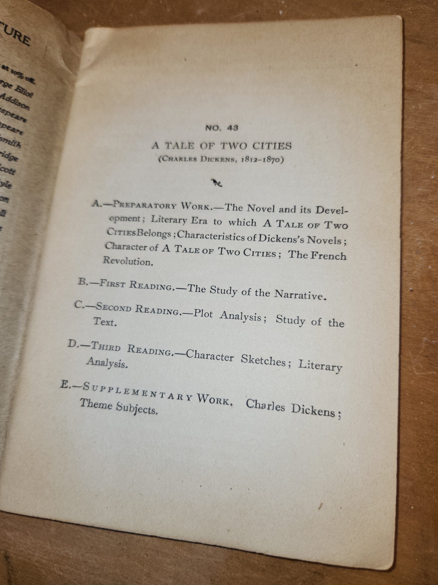 Vintage Outline Studies In Literature Maud Elma Kingkey, AM A Tale of Two Cities The Palmer Company Boston, Massachusetts  bk99