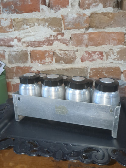 Kromex Vintage Aluminum Spice Set With Rare Flour And Sugar Shakers alum110