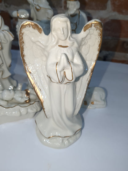 JCPenny porcelain white and gold nativity set