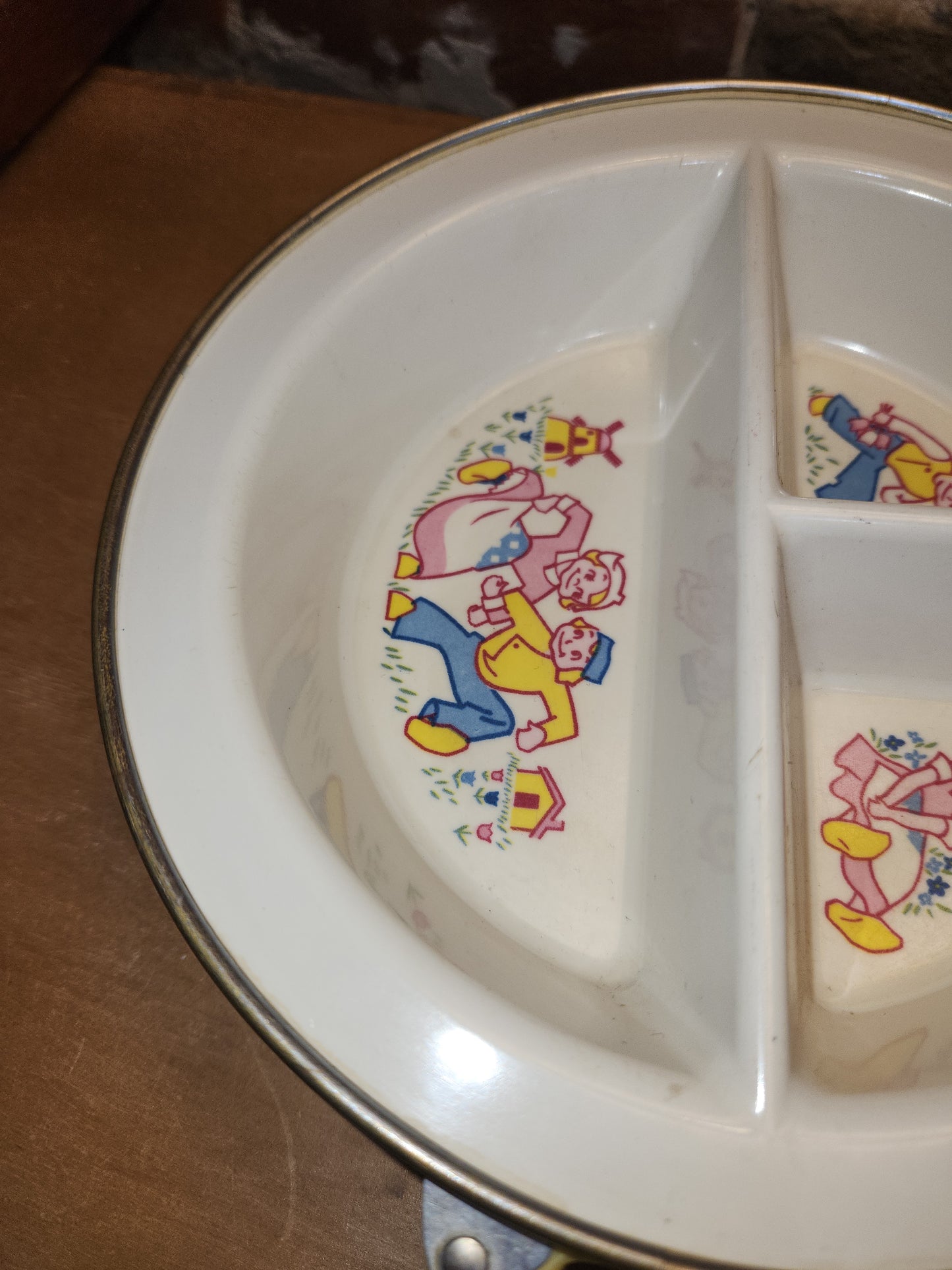 Vintage Excello Baby Food Warming Divided Dish pl54