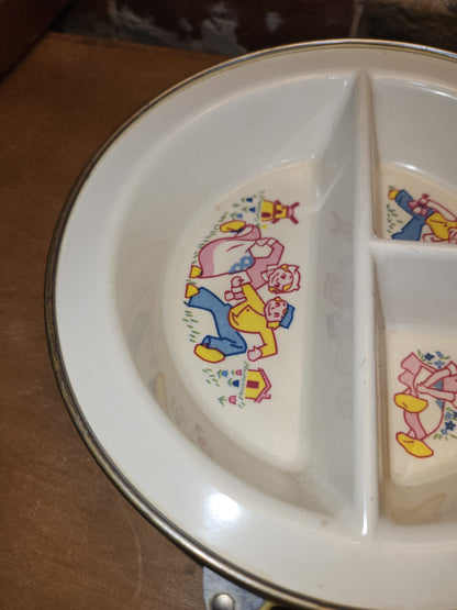Vintage Excello Baby Food Warming Divided Dish pl54
