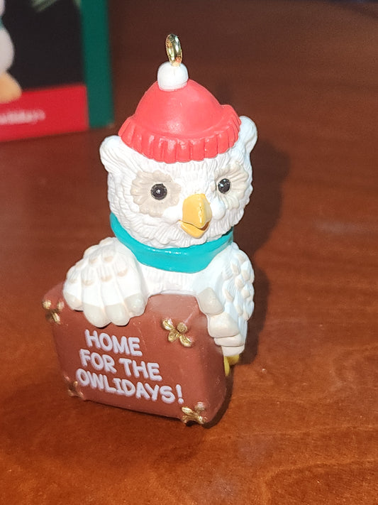 Vintage Hallmark Keepsake Ornament Home for the Owlidays 1990 miniature