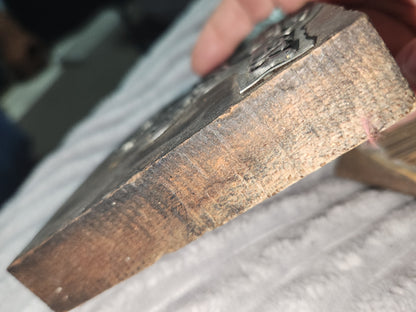 Vintage Wood Metal Newspaper Print Block Printer's Press Easter Lily 2 Blocks pb2e