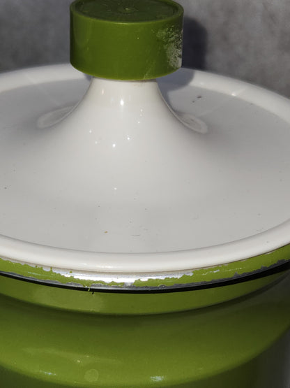 Vintage Kromex Floral Metal Canister Set 4 Avocado green. Can78